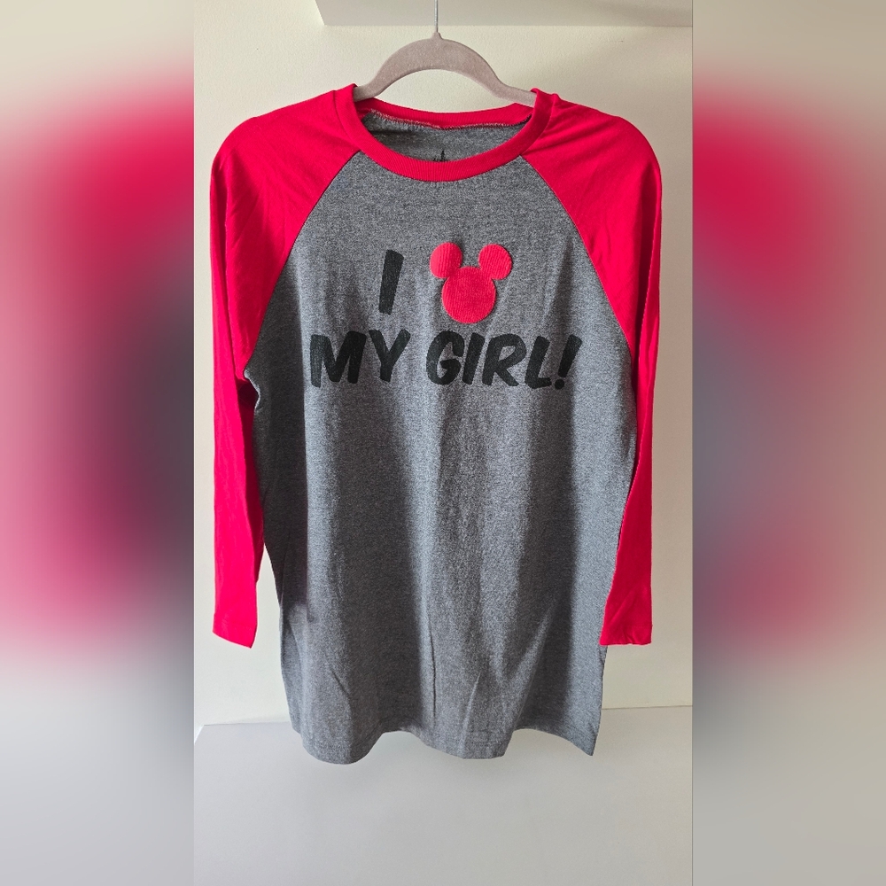 Disney Parks “I Love My Girl!” Mickey Raglan Long Sleeve Shirt – Size M